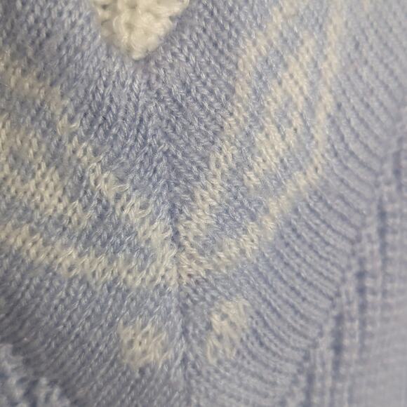 Vintage Knit Tennis Prep Pastel Blue Sweater Women's Size Medium - Picture 7 of 11